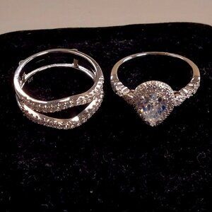 Newshe Wedding Bridal Band Ring Enhancer Engagement Ring Set for Women 925 SZ 9